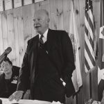 Dwight Eisenhower gives remarks in the Martha Washington building.