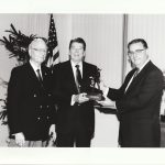 FFVF President Robert Miller honors President Ronald Reagan with an award.