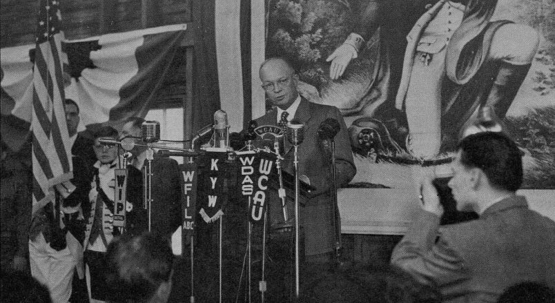 Dwight Eisenhower gave remarks during the first award ceremony at Freedoms Foundation.