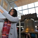 Student taking Picture with Liberty bell picture in Philadelphia