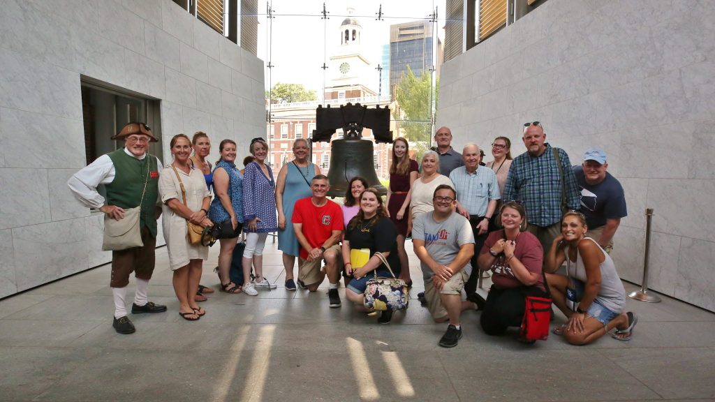 Teachers group picture in front of the Liberty Bell Philadelphia